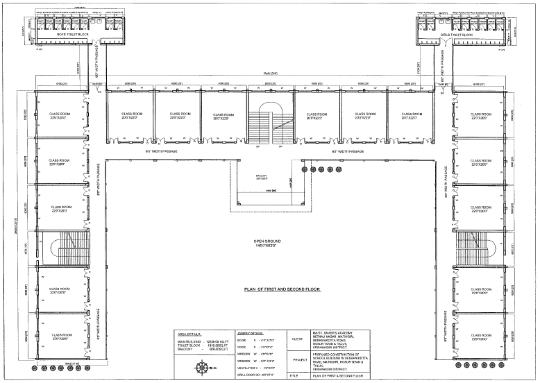 Blueprint for the second and third floors of the school